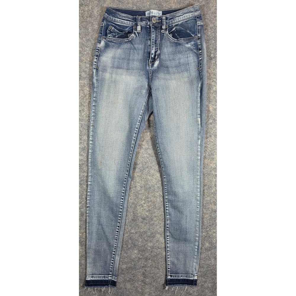 Y2K Mudd FLX Stretch High Rise Jean Legging Light Wash Raw Hem Skinny Size 5
